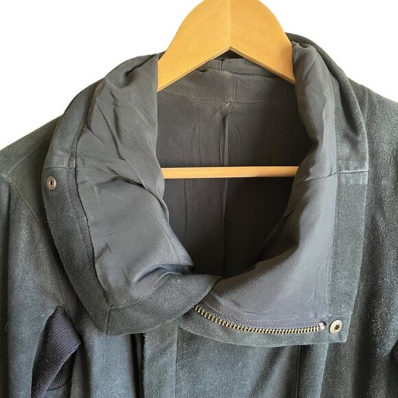 VEDA Black Suede Leather Jacket Wool Knit Panels Underarms Women’s Medium - Picture 7 of 14